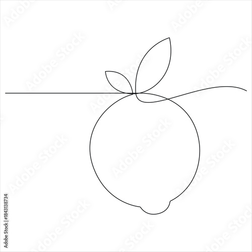 Lemon fruit continuous oneline drawing vector illustration