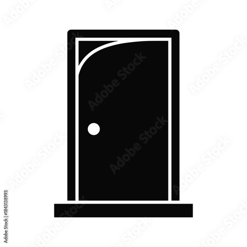 Simple black door icon on white background