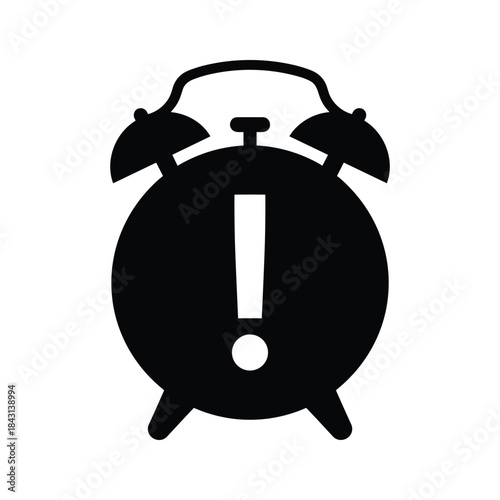 Alarm clock with exclamation mark indicating urgency