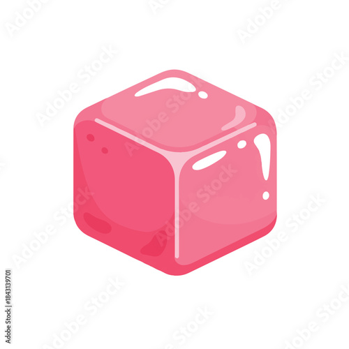 Pink cube resembling a gummy candy, colorful and playful, perfect for confectionery branding or candythemed design projects and backgrounds.