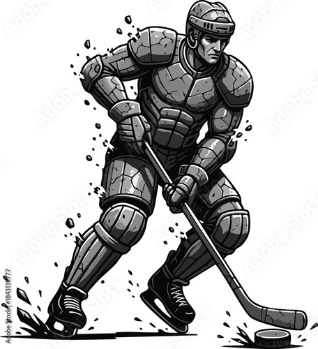 Ice Hockey Player in Full Gear Action Illustration