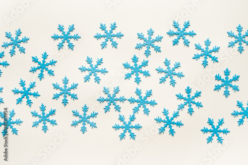 set of snowflakes. Blue snowflake background. Snowflake texture.