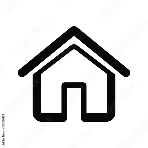 Simple house icon with roof and door