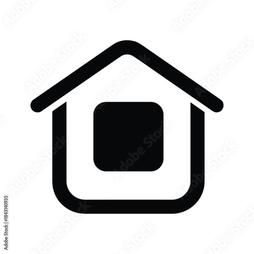 Simple house icon with roof and square window