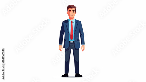 A Professional Businessman Standing Confidently in a Blue Suit.