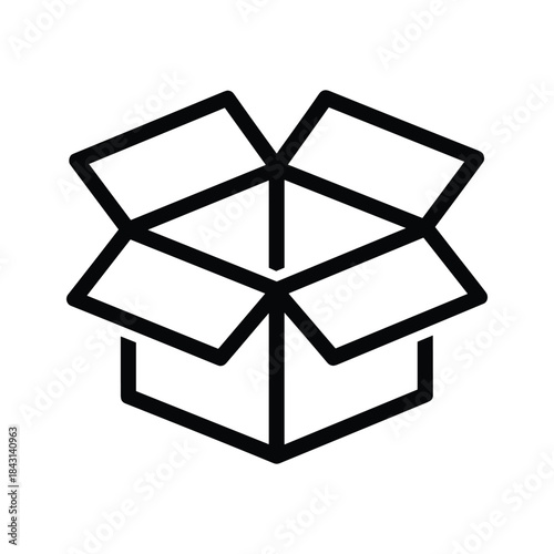 Simple line art open box icon