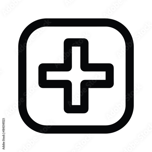 Medical cross symbol in square shape