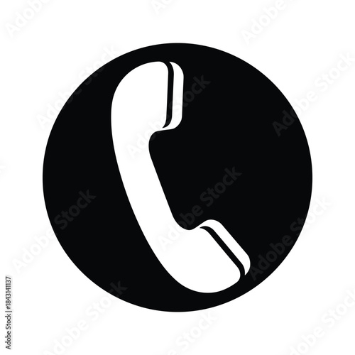 Simple phone icon on black circle