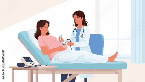 Pregnant woman having an ultrasound