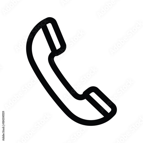 Simple black telephone icon on white background