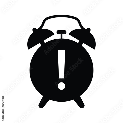 Alarm clock with exclamation mark indicating urgency