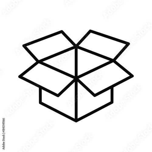 Simple line drawing of an open box