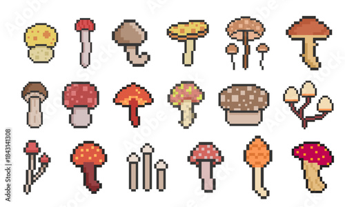 mushroom plant retro pixel art