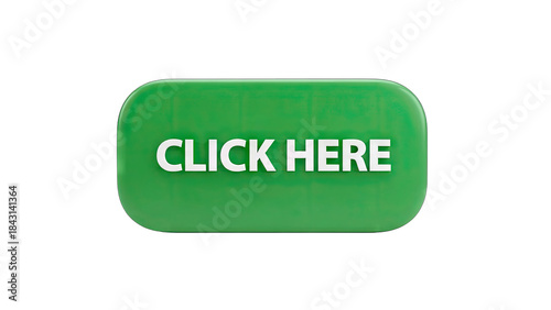 Green Click Here Button on White Background