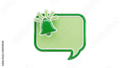 Green Notification Bell on Speech Bubble Icon