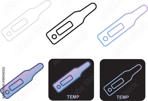 Sleek minimalist thermometer vector icons,  for digital health and temperature monitoring applications