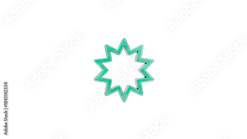 Green Starburst Icon Isolated on White Background