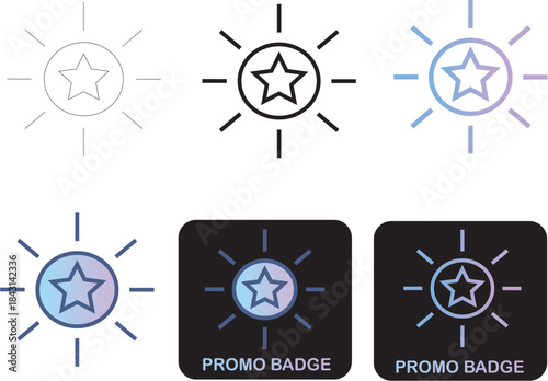 Minimalist star burst icon set for promotions and wellness concepts, perfect for modern design applications