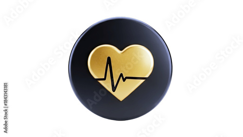 Heart Icon with EKG Line on Black Circle