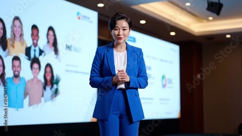 Wallpaper Mural Confident Asian Business Woman Speaker Presenting at Corporate Conference Torontodigital.ca