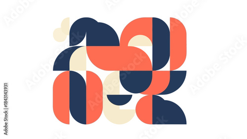 Abstract geometric shapes arranged in Bauhaus style vector illustration