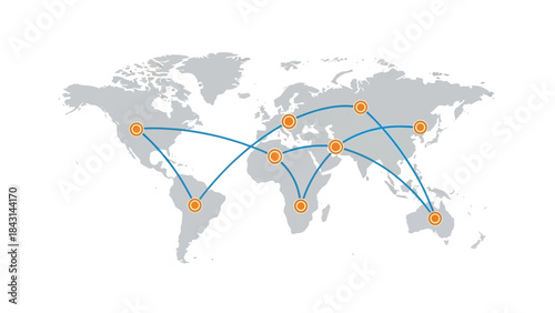 Global map illustrating worldwide connectivity network system vector