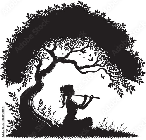 silhouette of a girl with a dog