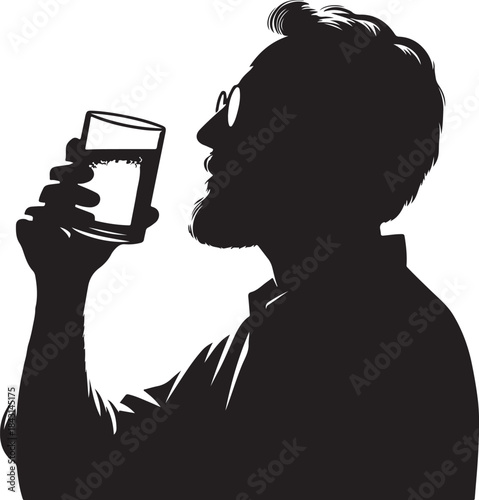 silhouette of a woman drinking water