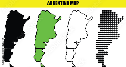 Abstract Argentina map with dot pixel spot modern concept design isolated on white background. Dotted style map of Argentina on white background. Dotted gradient Argentina map for backgrounds, brochur