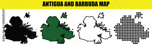 Dotted style map of Antigua and Barbuda on white background. Dotted gradient Antigua and Barbuda map for backgrounds, brochures, and web use. Vector illustration isolated on white background.