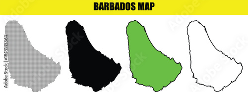 Abstract Barbados map with dot pixel spot modern concept design isolated on white background. Dotted style map of Barbados on white background. Dotted gradient Barbados map for backgrounds.