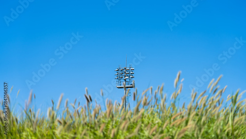 tower, antenna, sky, blue, technology, mobile, communication, phone, construc...