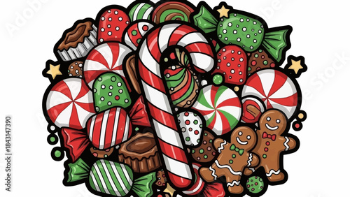 A Festive Assortment of Christmas Candies and Cookies.