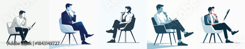 VECTOR MAN SITTING  WHITE BACKGROUND
