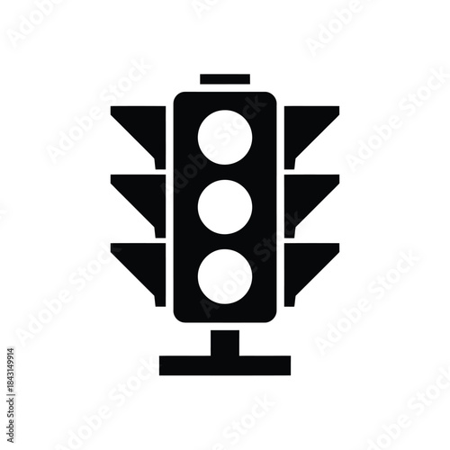 Simple black and white illustration of a traffic light with three circles