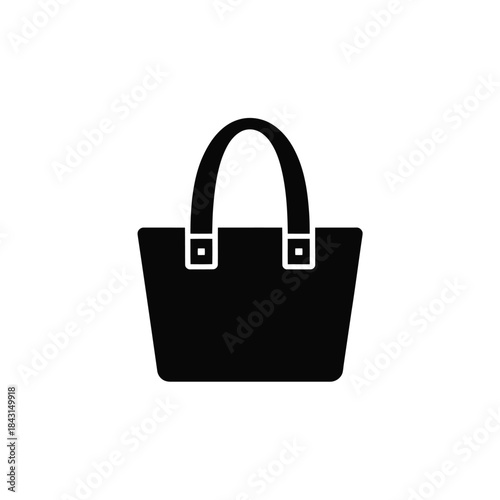 Simple black tote bag icon with handles and square detail