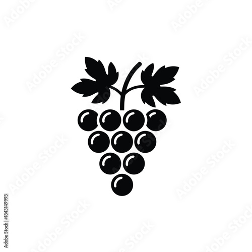 Simple black and white illustration of a bunch of ripe grapes