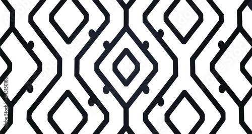 Black and White Geometric Pattern with Diamond Shapes monochrome abstract