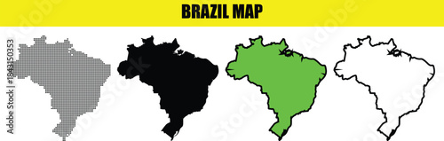 Abstract Brazil map with dot pixel spot, modern concept design, digital and print ready, isolated on white background vector illustration. Dotted style map of Brazil for websites, presentations
