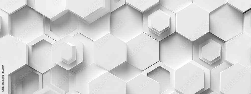 Naklejka premium Abstract white hexagonal 3D surface with varying depth. Modern, minimalist, and geometric