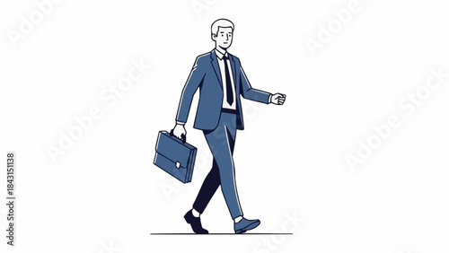 A Confident Businessman Walking with a Briefcase.