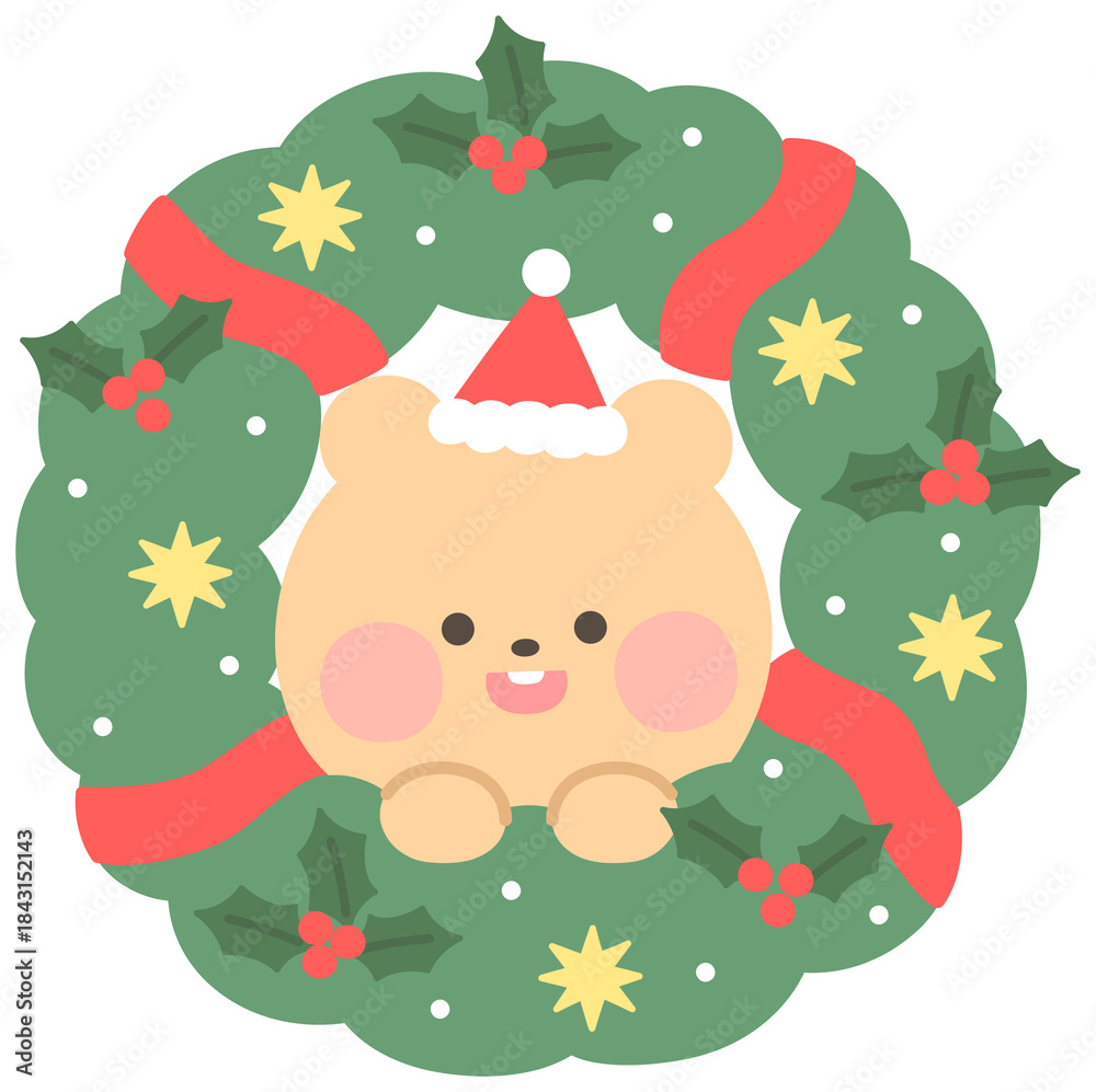 Naklejka premium Christmas background wreath decoration illustration