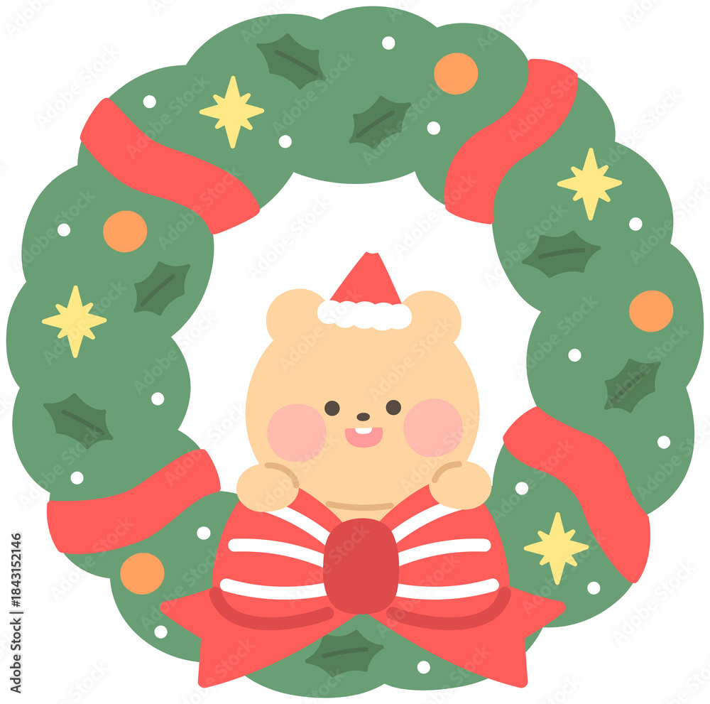 Obraz premium Christmas background wreath decoration illustration