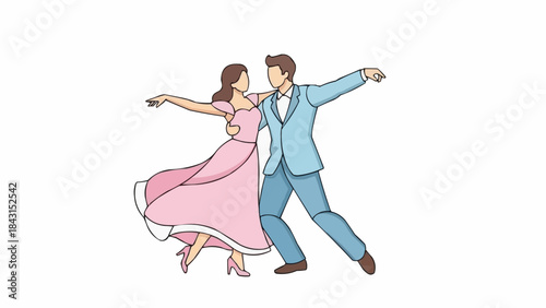 Couple dancing gracefully in formal attire.