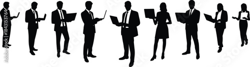 Diverse group of professional business people team silhouette standing together unity cooperation concept