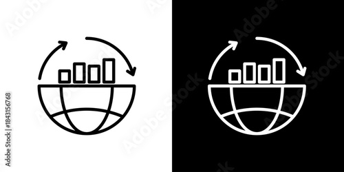 Global market growth and analysis icon with financial chart on earth