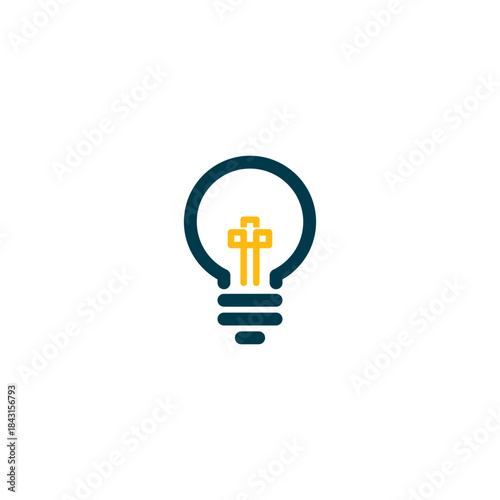 A stylized lightbulb icon featuring a yellow cross as its filament, symbolizing spiritual enlightenment or divine inspiration.