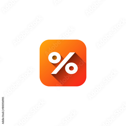 A vibrant orange and red app icon featuring a white percentage sign with a long shadow, symbolizing discounts, sales, or financial calculations.