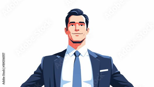 Confident Businessman Standing Tall in a Sharp Suit.