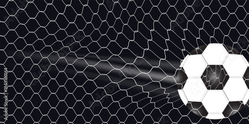 White-Black Soccer Ball in the Goal Net under White Background. 3D CG. High resolution. modern